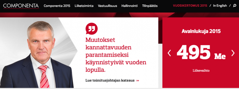 Esimerkki verkkovuosikertomuksesta - Compontenta