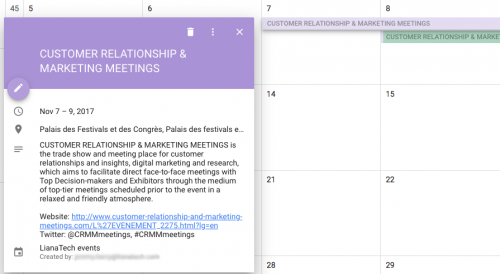 Event marketing calendar Liana Technologies