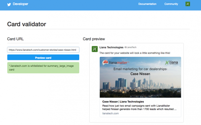 Twitter Card validator