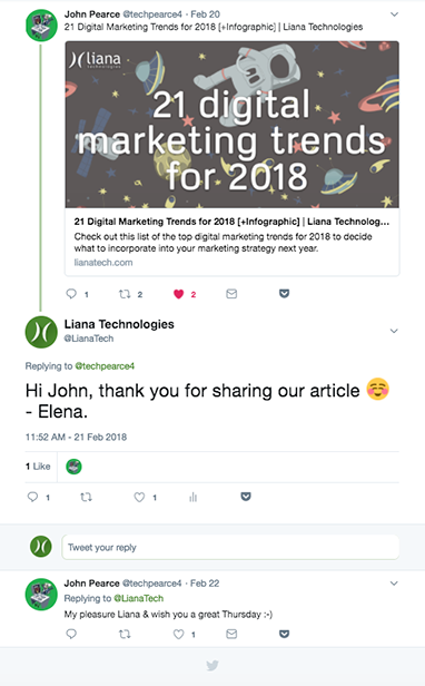 Social media mention Liana Technologies