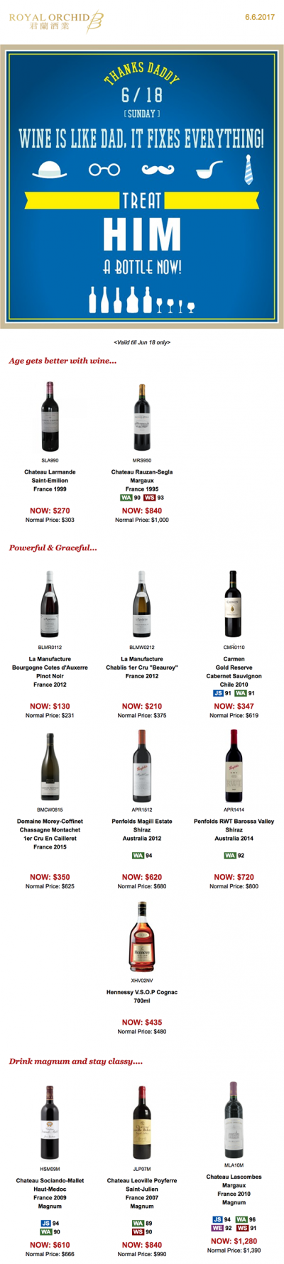 Newsletter by Royal Orchid Wine: Wine is like dad, it fixes everything 