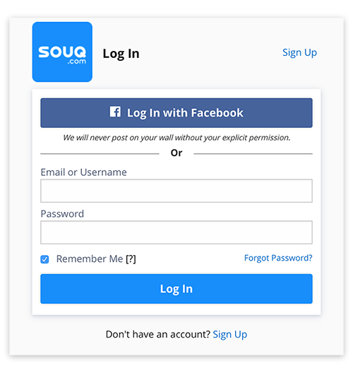 Log in with Facebook by SOUQ