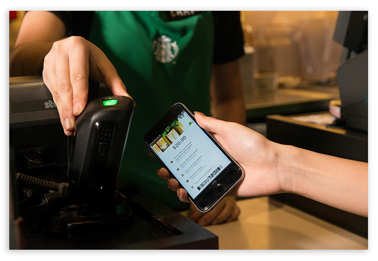 Mobile payment at a Starbucks restaurant
