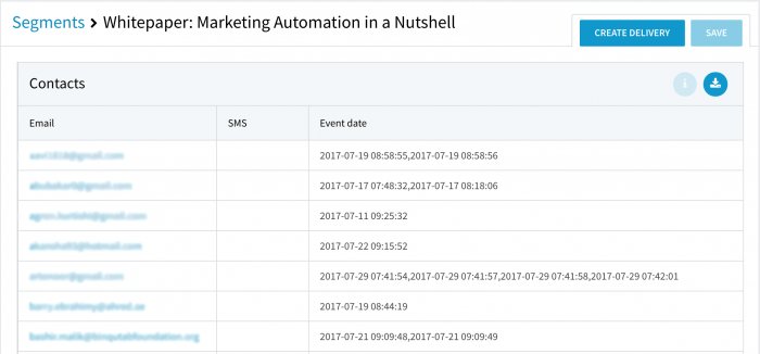 Contact info of leads in LianaCEM