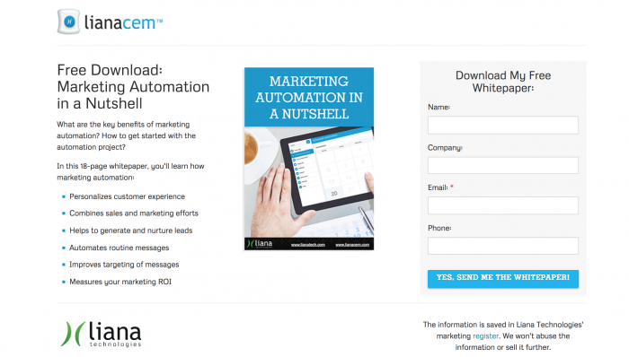 Marketing automation whitepaper, LianaCEM