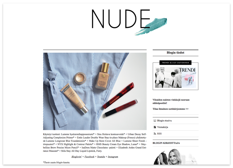 Kauneusblogi Nude testaa usein tuotteita