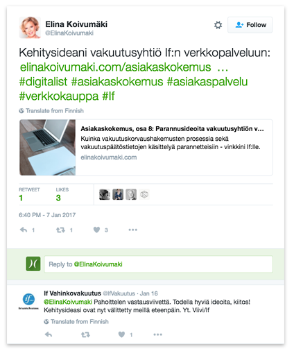 Kehitysideoita Twitterissä Ifille