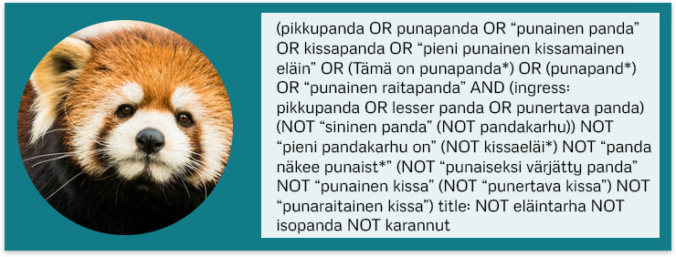 Pikkupandan boolean-haku on pitkä ja työläs